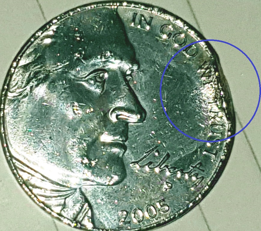 2005-P-Western-Waters-Jefferson-Nickel-With-A-Damaged-Rim